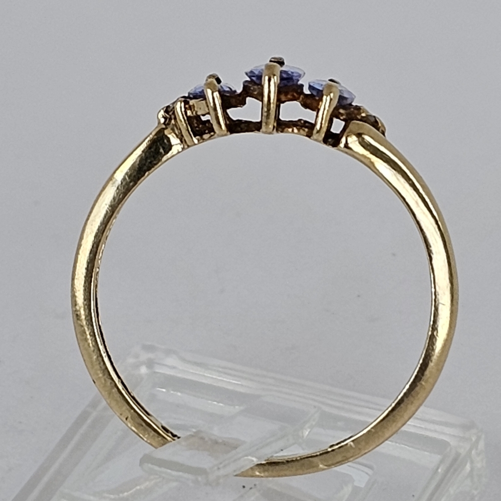 Solid 10K Gold Marquise Cut Genuine Tanzanite & Diamond Ring Size 7 - Picture 12 of 17